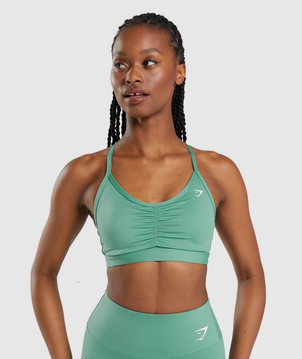 Damske Športové Podprsenky Gymshark Ruched Tmavo Zelene Zelene | XG5423879